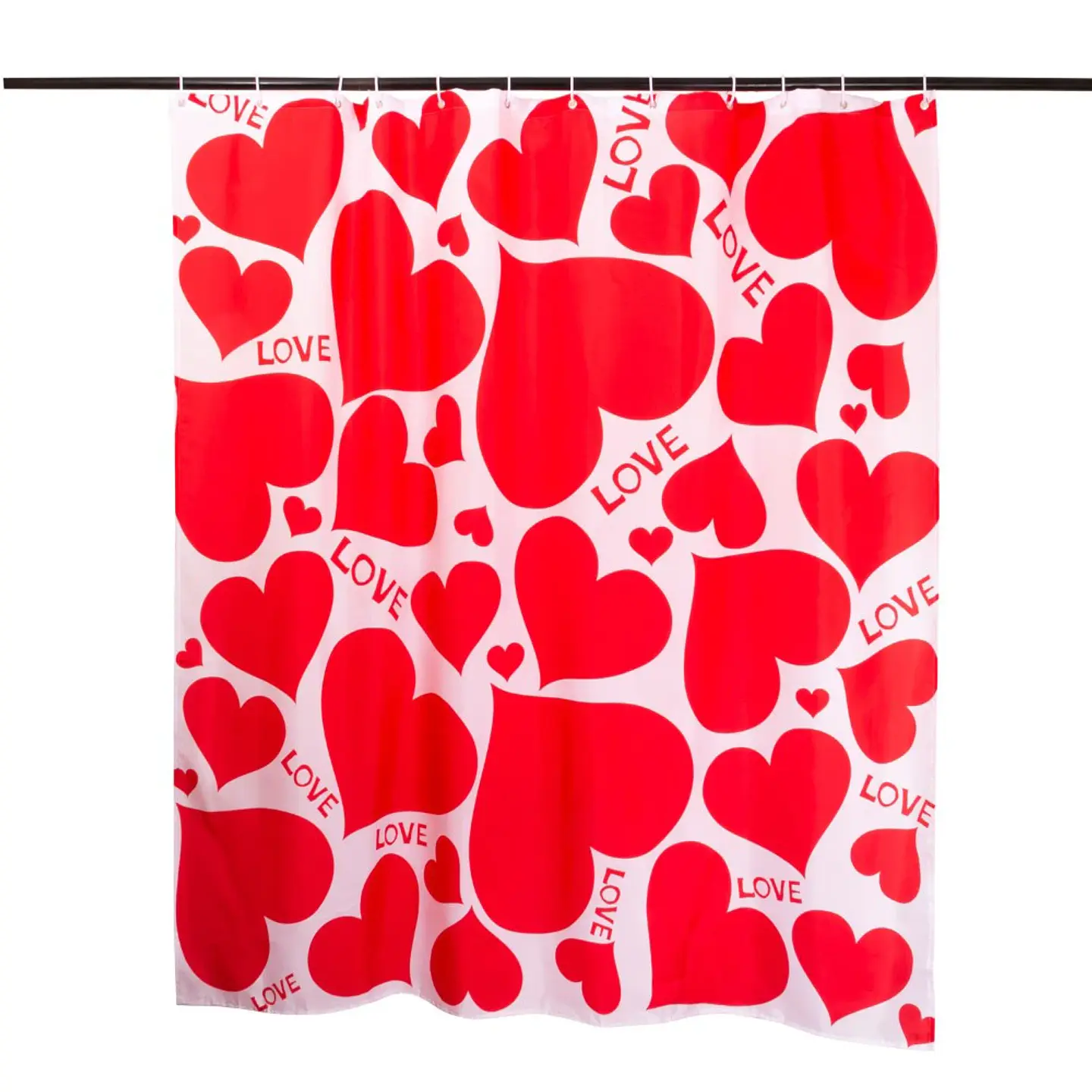 Set  Cortina Baño Corazones 3