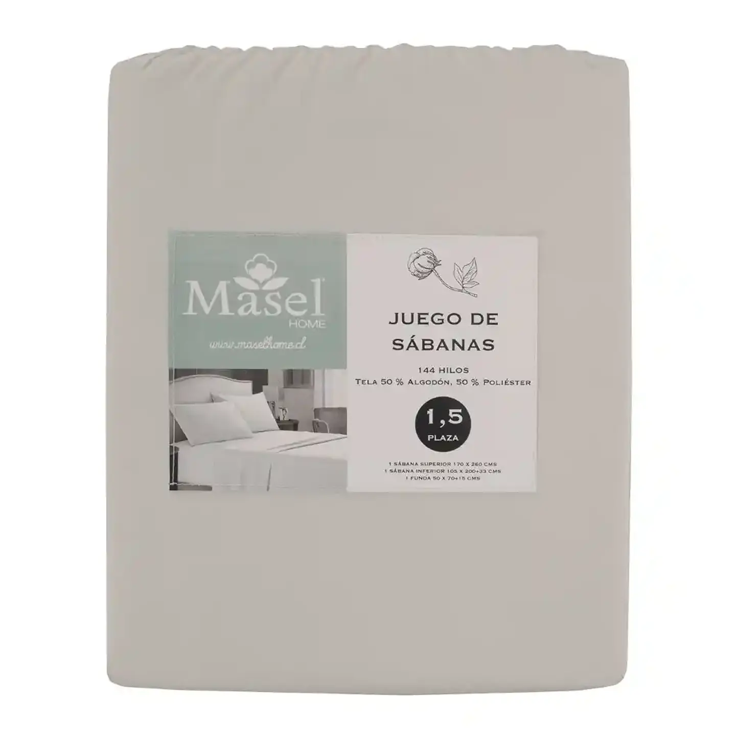 Juego de Sábanas Lisas 1,5 PL Beige 4