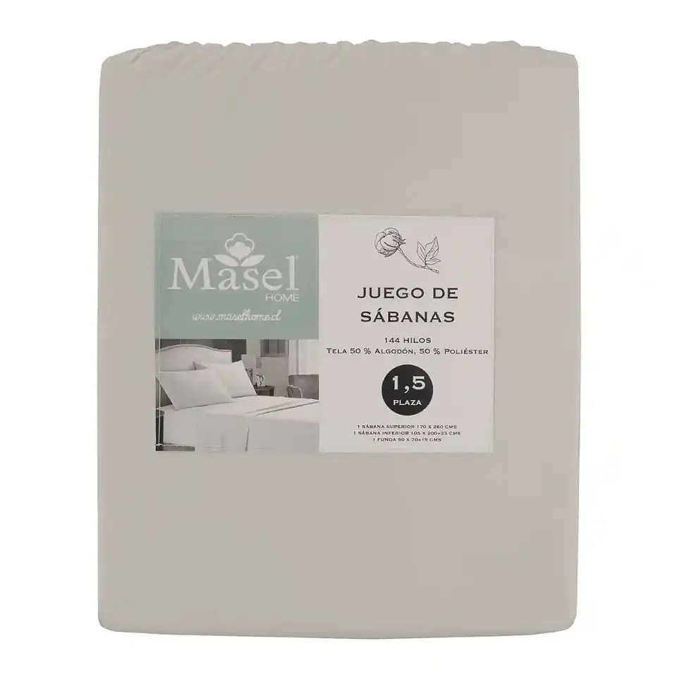 Juego de Sábanas Lisas 1,5 PL Beige 4