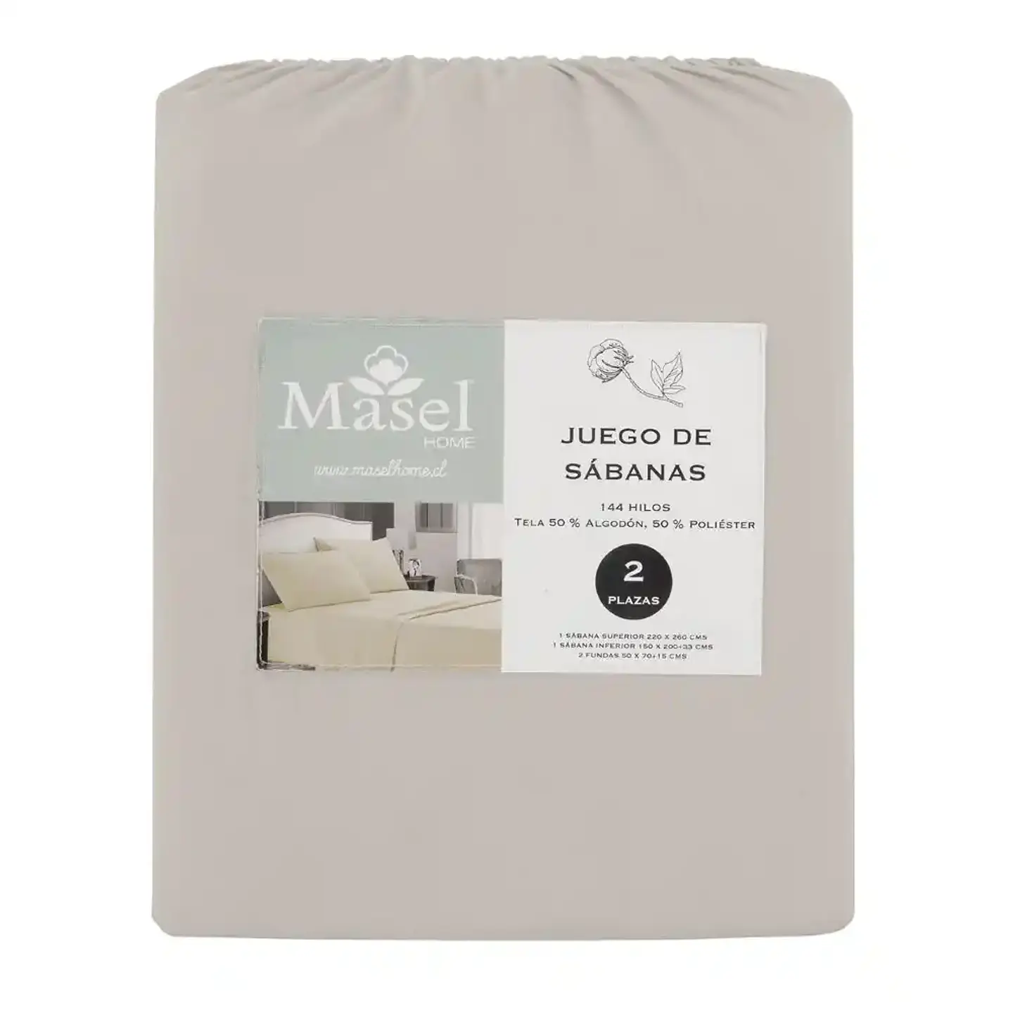 Juego de Sábanas Lisas  2 PL Beige 2