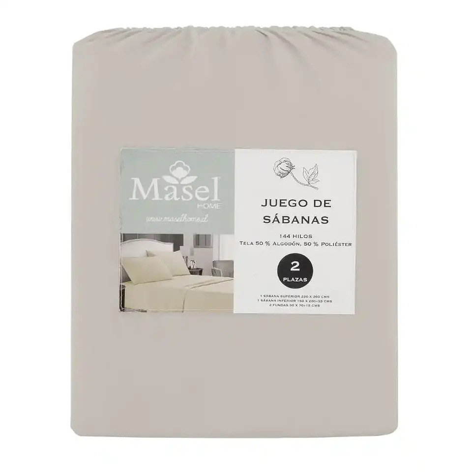 Juego de Sábanas Lisas  2 PL Beige 2