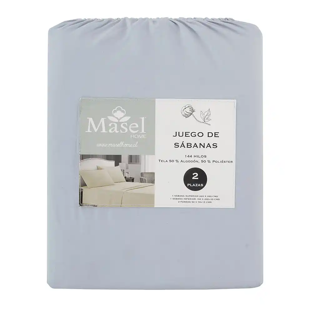 Juego de Sábanas Lisas 4 Piezas 2 Plaza Light Blue 2
