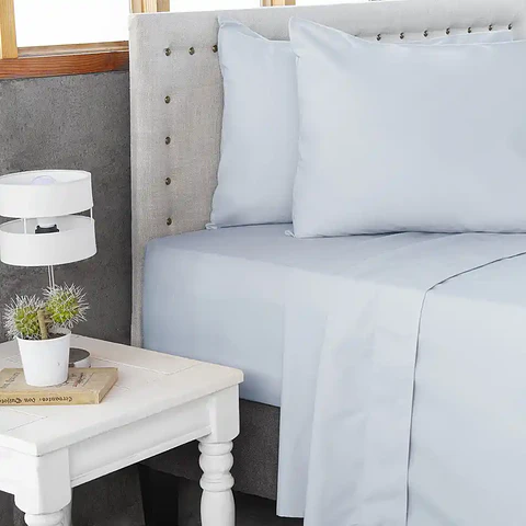 Juego de Sábanas Lisas King  Celeste 