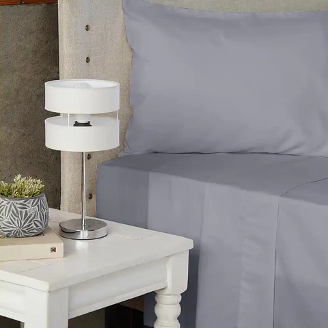 Juego de Sábanas Lisas  1,5 PL Gris Claro
