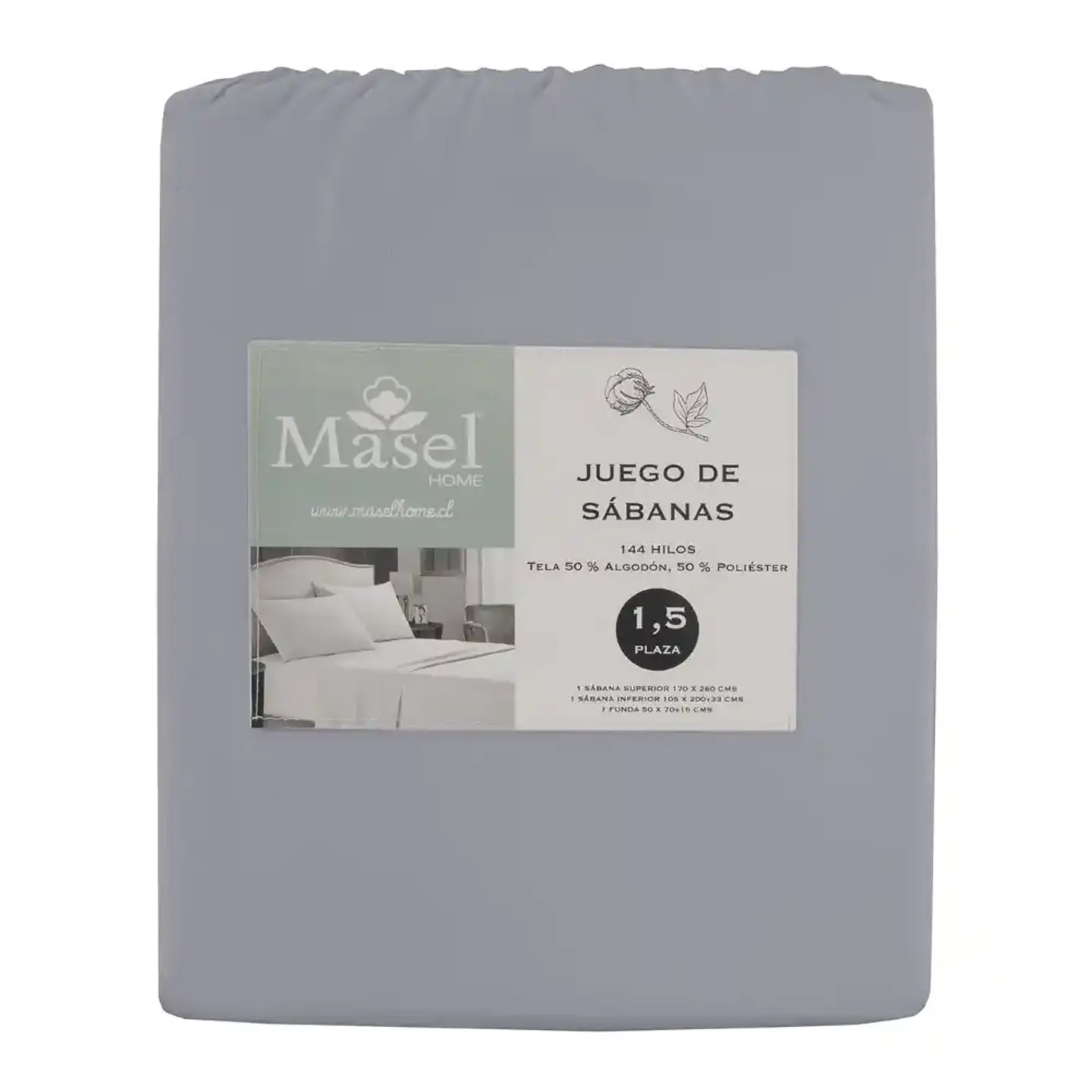 Juego de Sábanas Lisas  1,5 PL Gris Claro 4