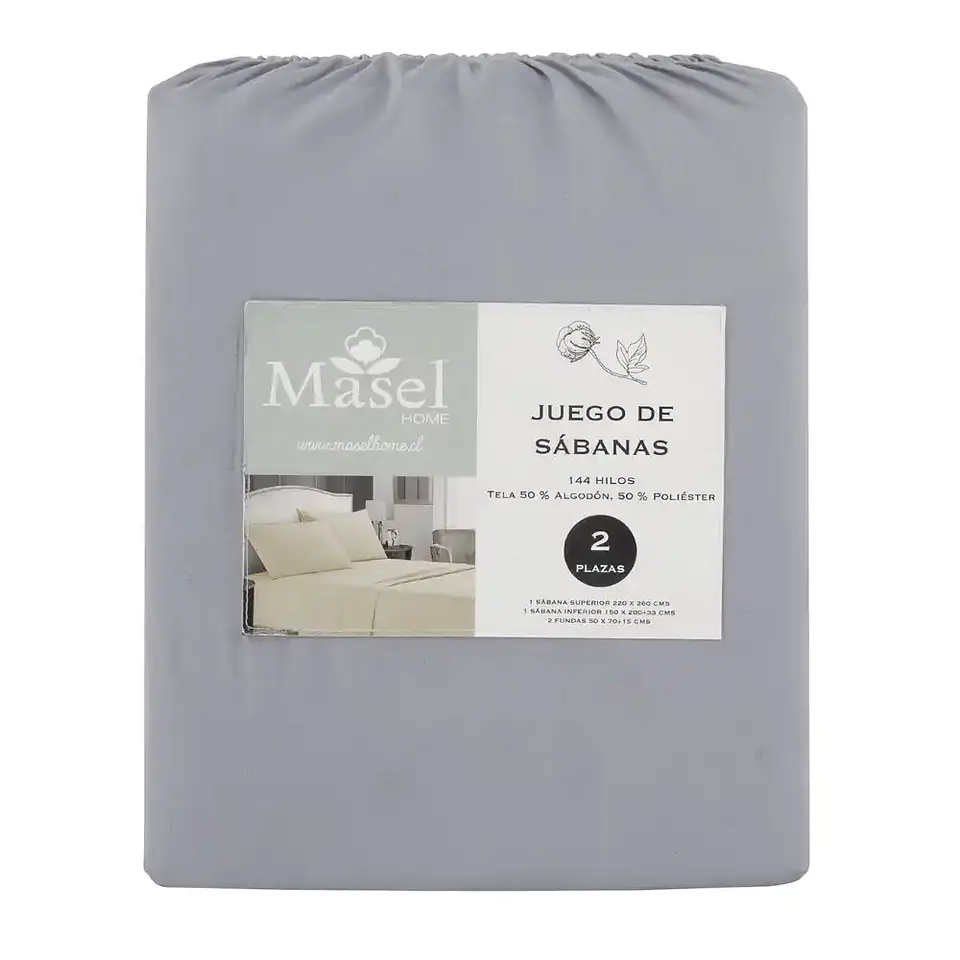 Juego de Sábanas Lisas  2 PL Gris Claro 3