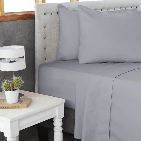 Juego de Sábanas Lisas  Super King Gris Claro