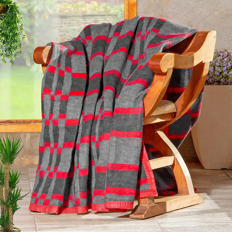Frazada Polycotton 1.5 plazas Red-Black 1