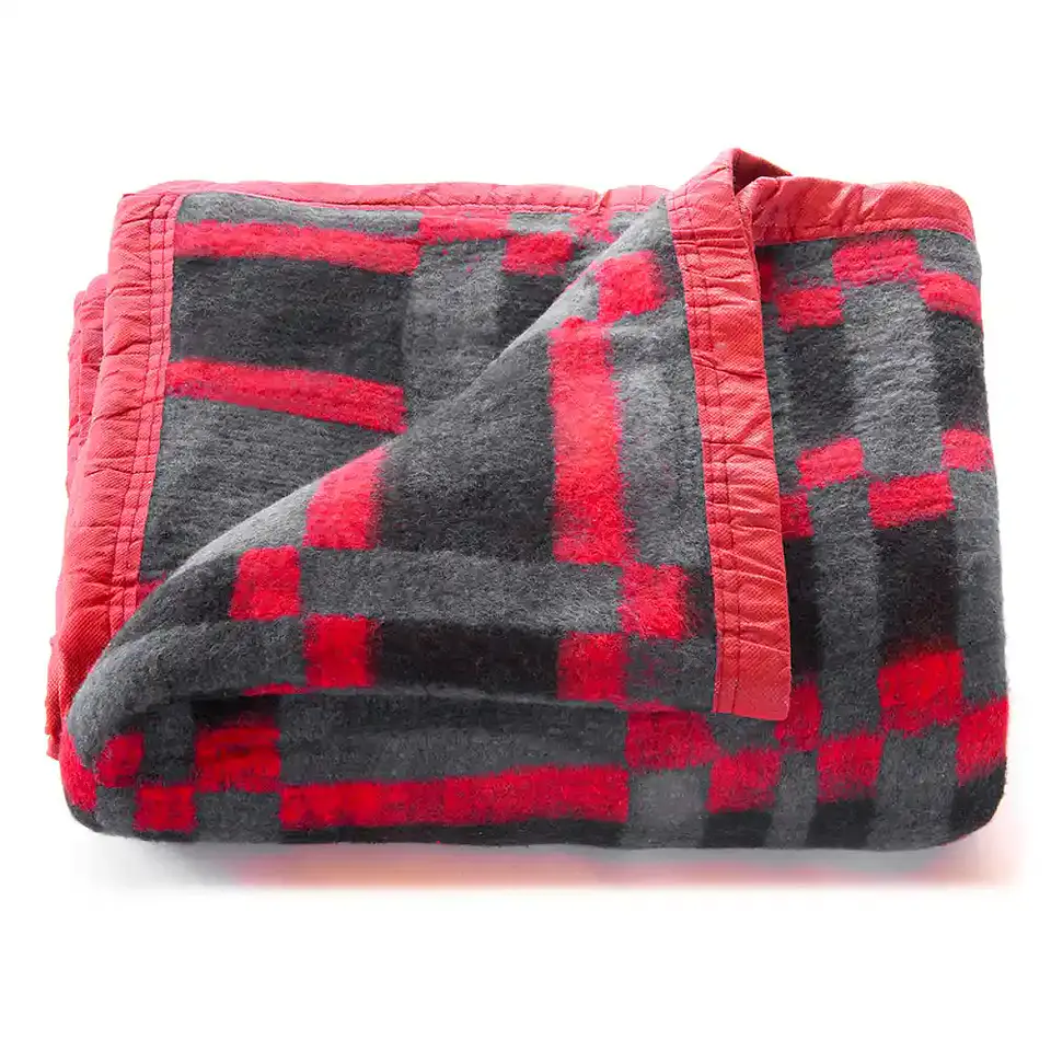 Frazada Polycotton 1.5 plazas Red-Black 2