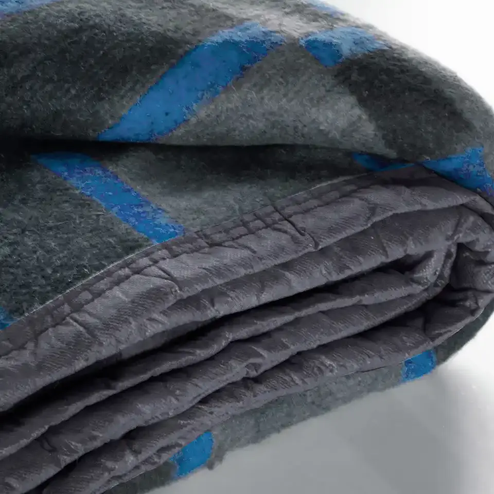 Frazada Polycotton 1.5 plazas Grey-Light Blue 2