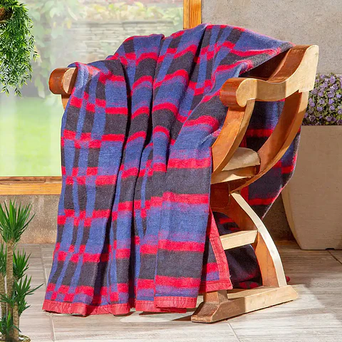 Frazada Polycotton 2 plazas Red-Blue