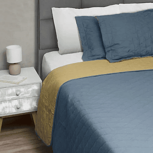Quilt Bicolor Masel King Petroleo-Yellow