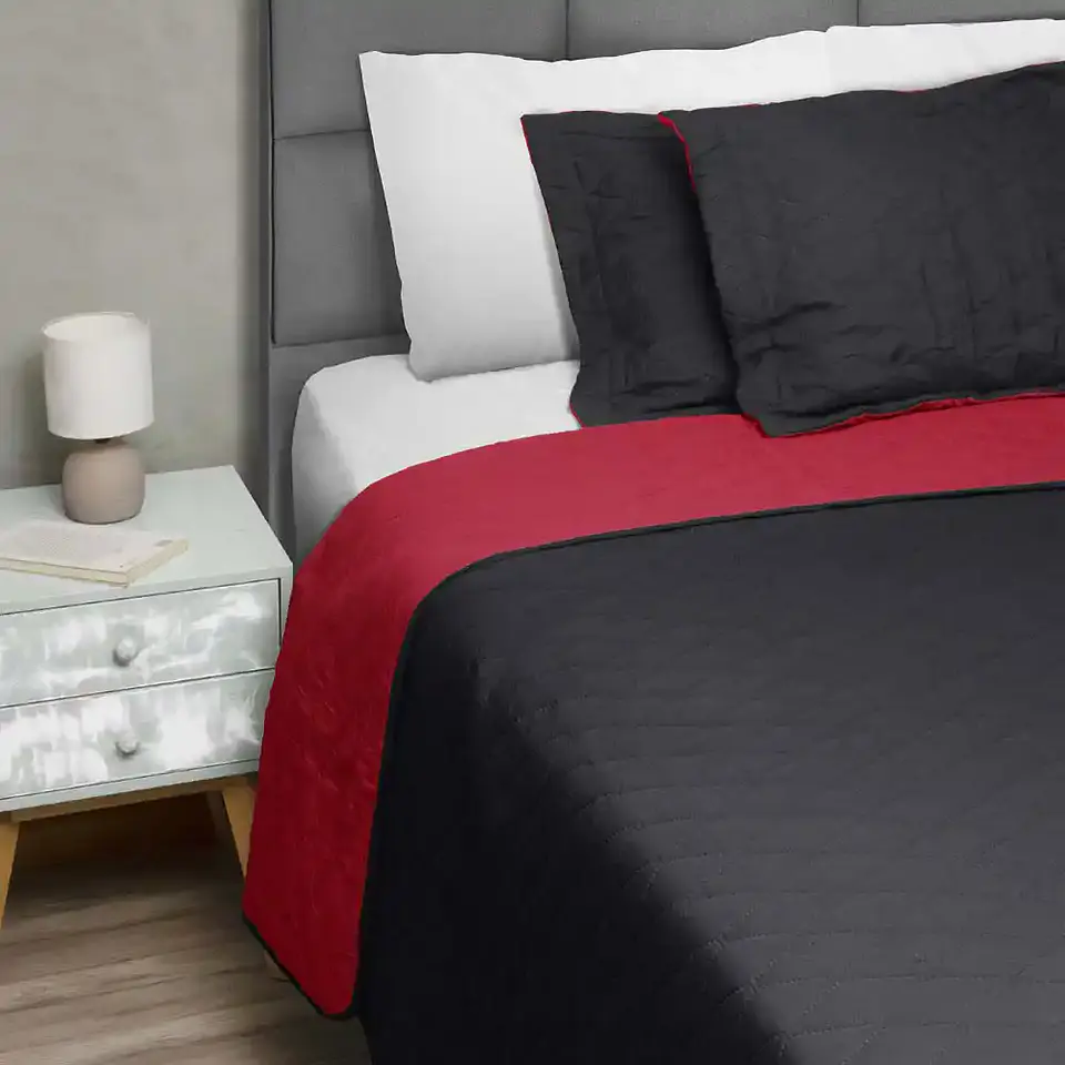 Quilt Bicolor Masel 1.5 plazas Negro-Rojo 2