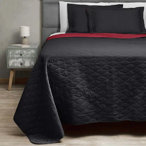 Quilt Bicolor Masel 2 plazas Negro-Rojo