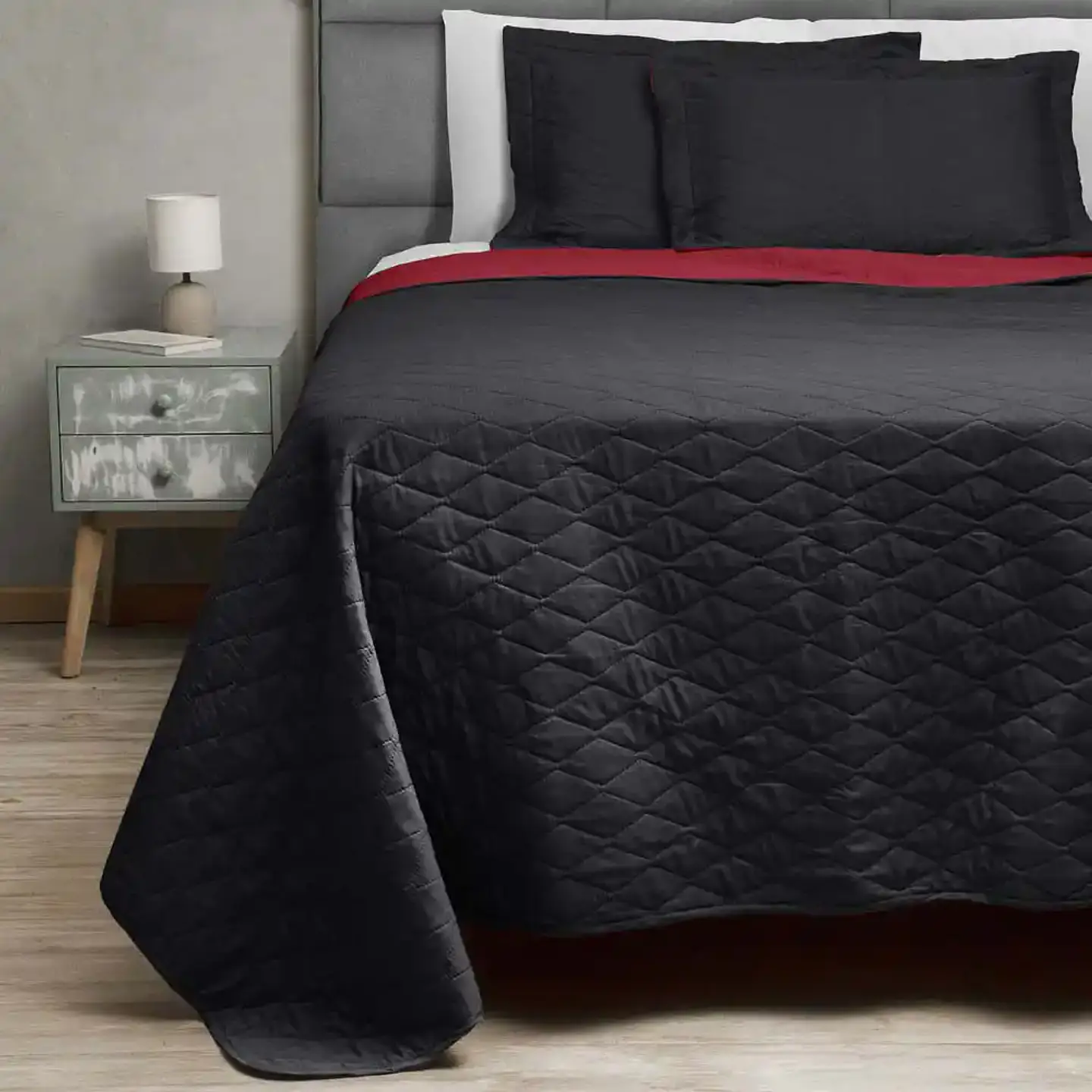 Quilt Bicolor Masel 2 plazas Negro-Rojo 1