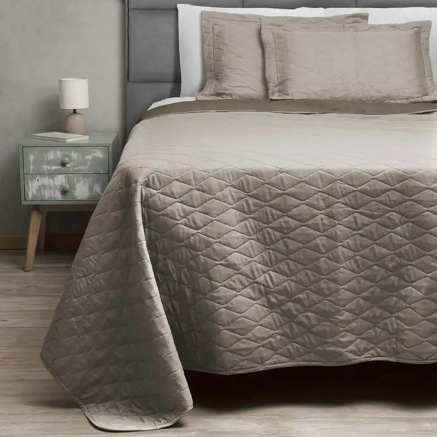 Quilt Bicolor Masel 1.5 plazas Tabaco -Beige 1