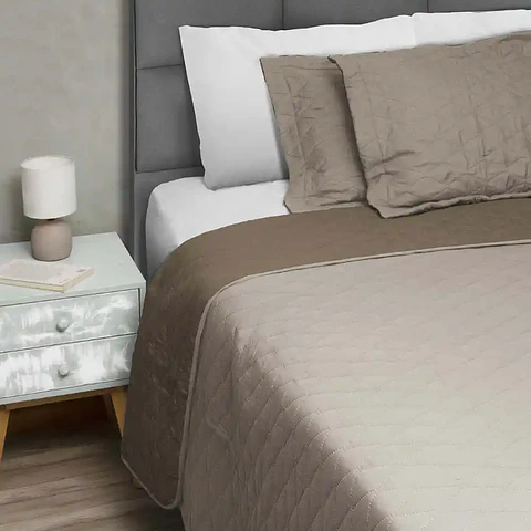 Quilt Bicolor Masel 2 plazas Tabaco -Beige