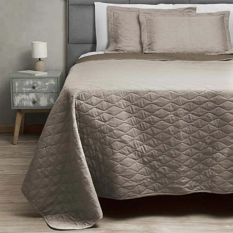 Quilt Bicolor Masel 2 plazas Tabaco -Beige