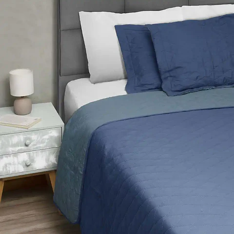 Quilt Bicolor Masel 2 plazas Azul-Petróleo