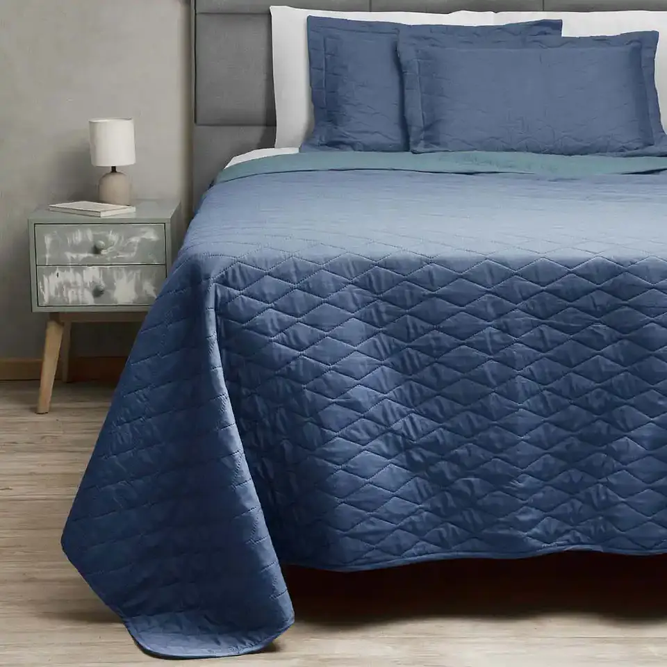 Quilt Bicolor Masel 2 plazas Azul-Petróleo 1
