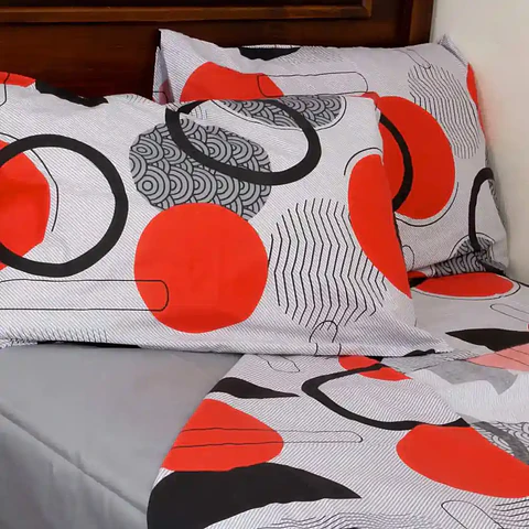 Juego de Sábanas Circulos Gris King