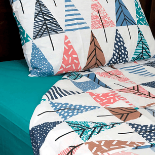 Juego de Sábanas Pinos Turquesa King