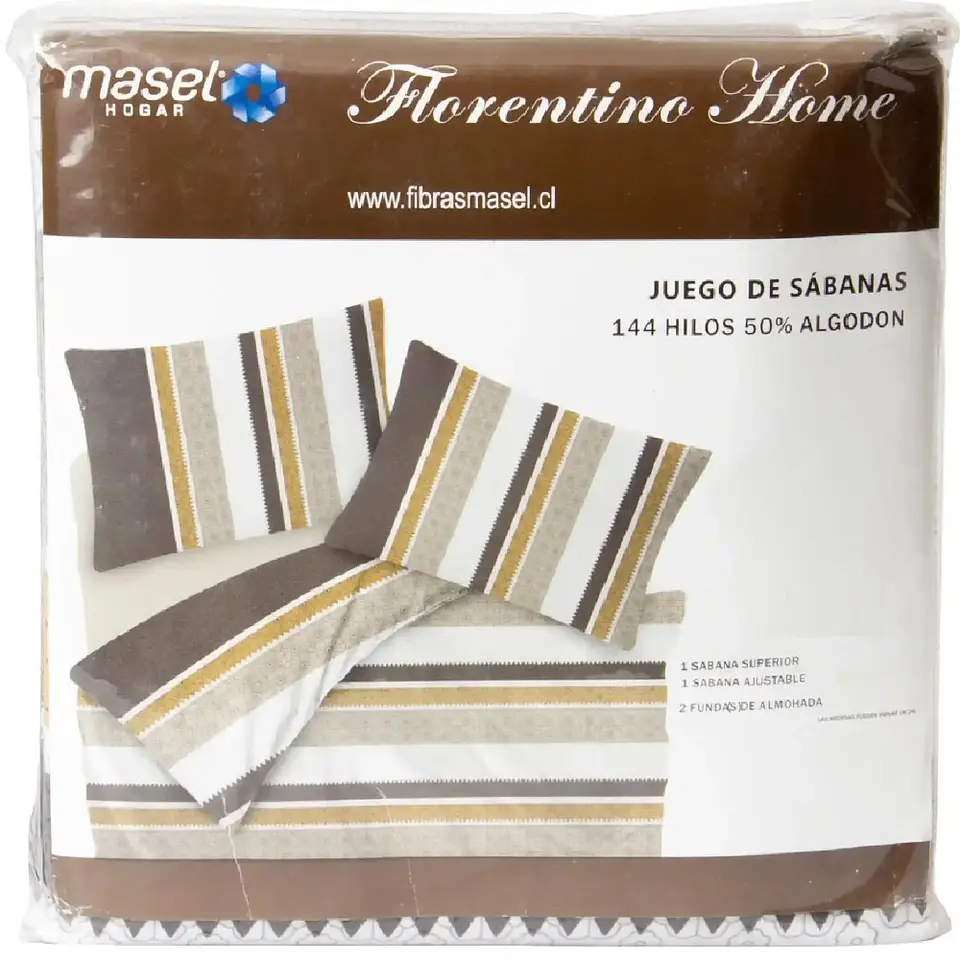 Juego de Sábanas Rayas Taupe King 2