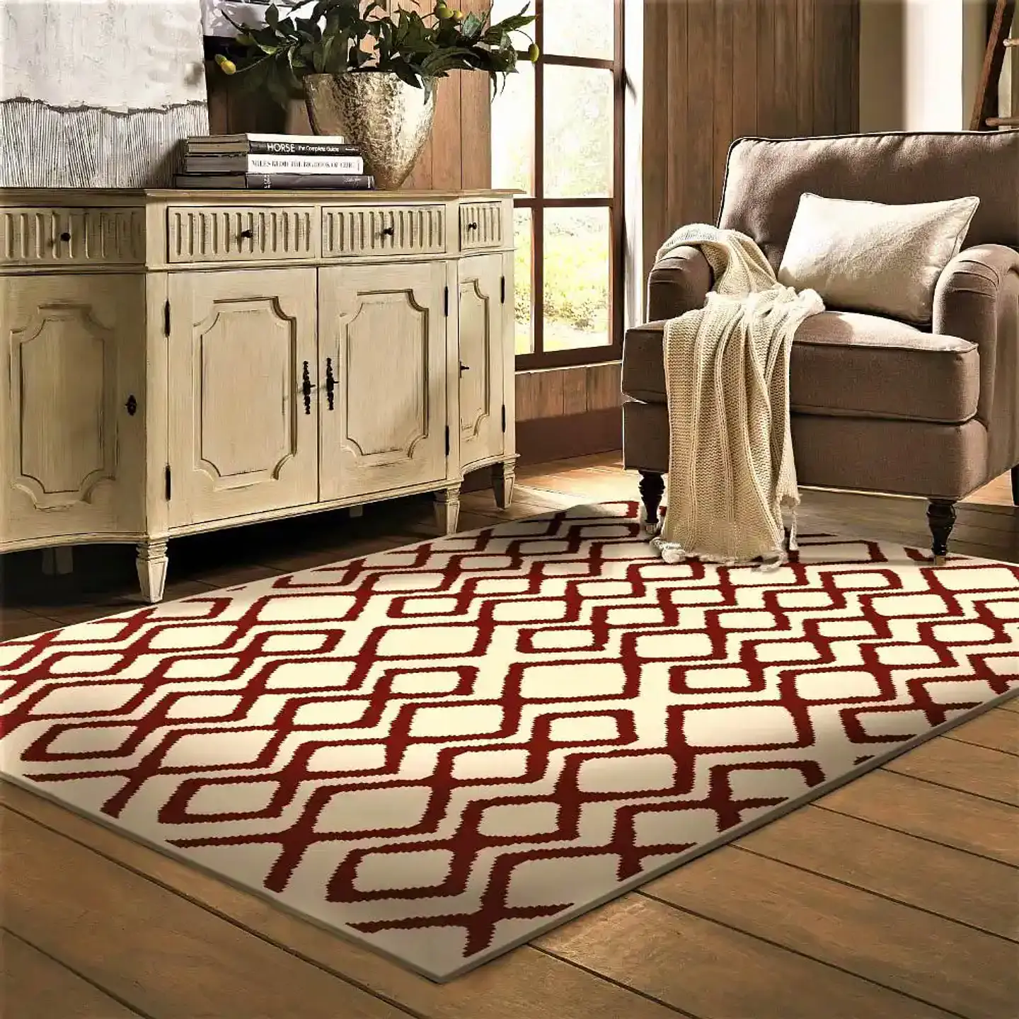 Alfombra Anat1 160x230 Blanco - Rojo 1