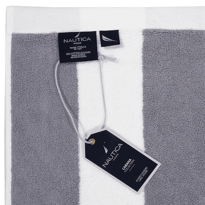 Toalla Playa Nautica 80x160 Gris Plata 4