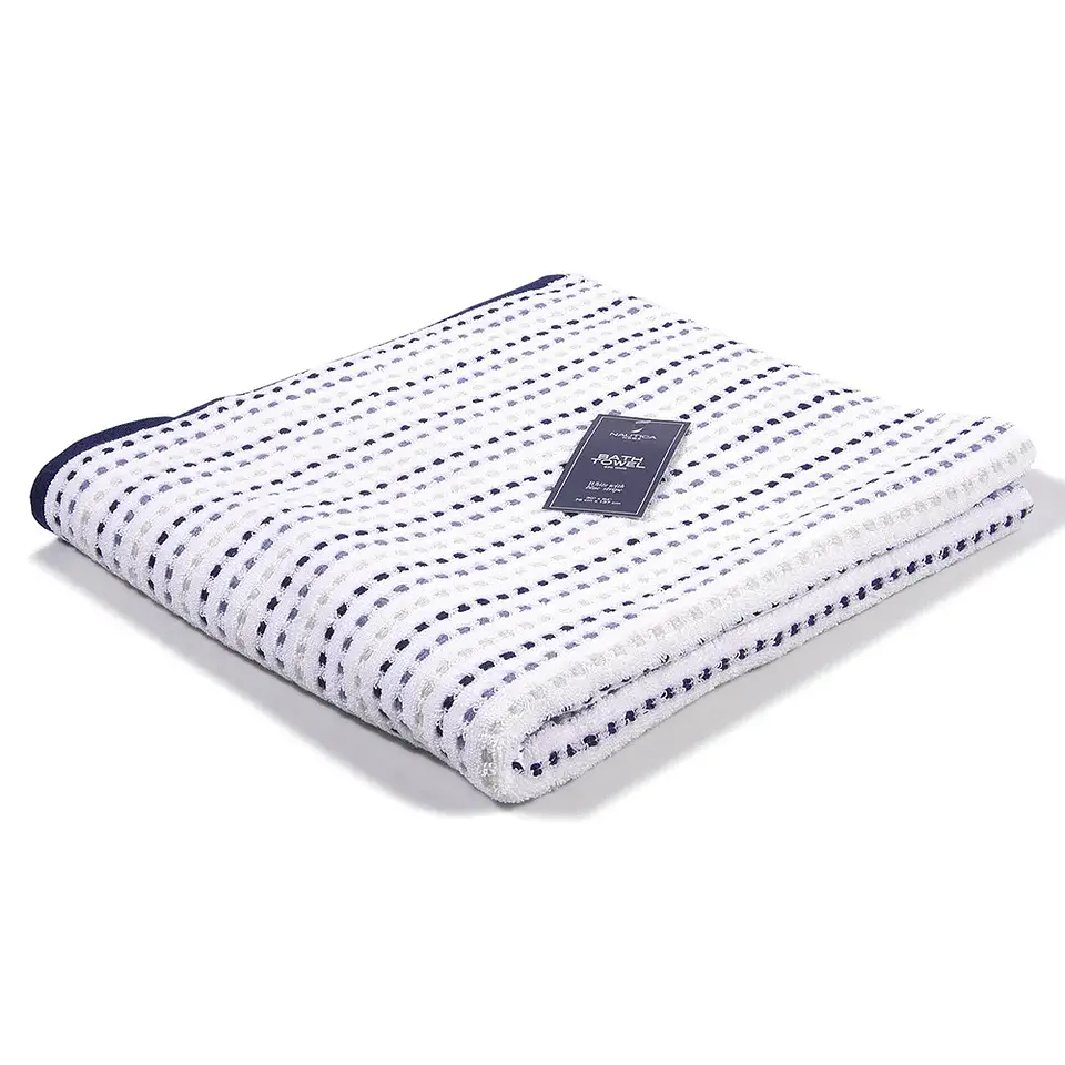 Toalla Baño Stripe Nautica 76 x 137 Blanco/Azul 1