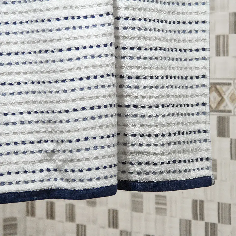 Toalla Baño Stripe Nautica 76 x 137 Blanco/Azul 4
