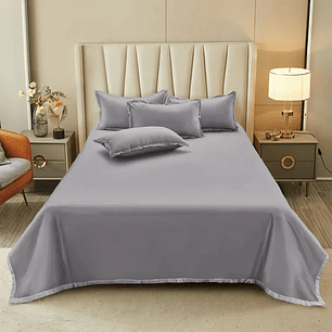 Sabanas Lisas Microfibra 4P. Nautica 2 Plazas , Gris Oscuro