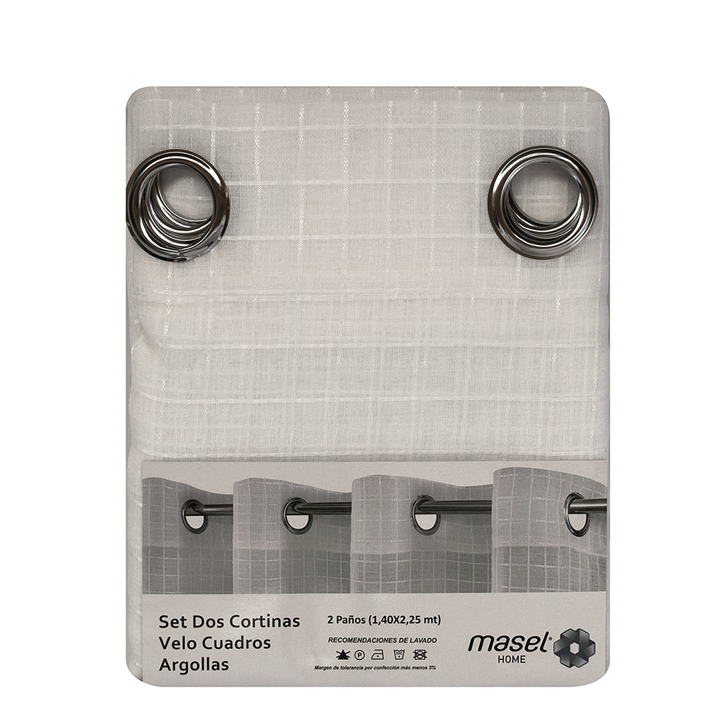 Set  Velo Cuadros White 140 x 225 2