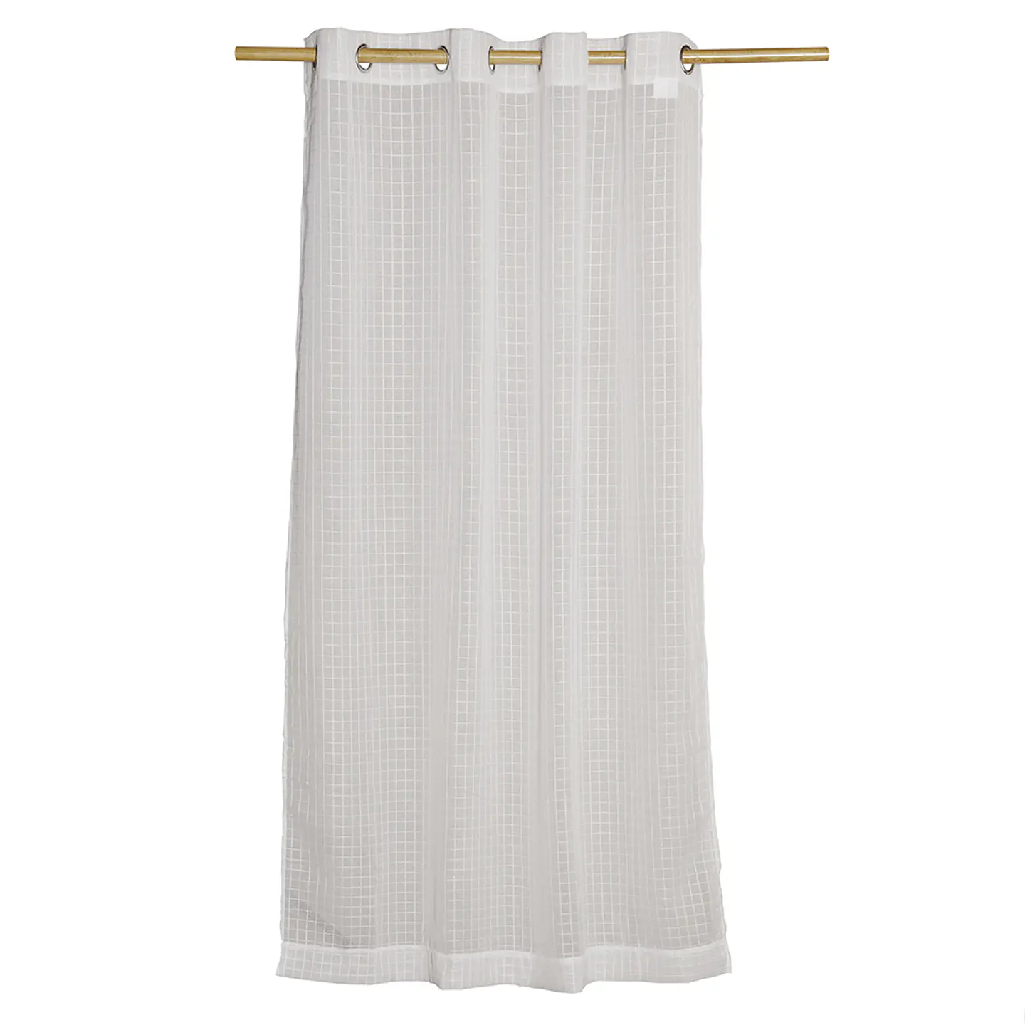 Set 2 Cortinas Velo Gasa Cuadros Blanco  140 x 225 3