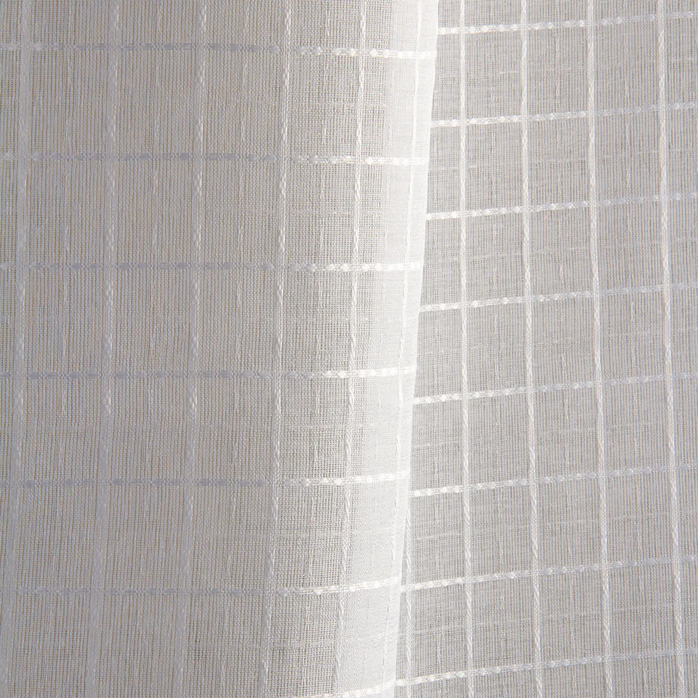 Set 2 Cortinas Velo Gasa Cuadros Blanco  140 x 225 4