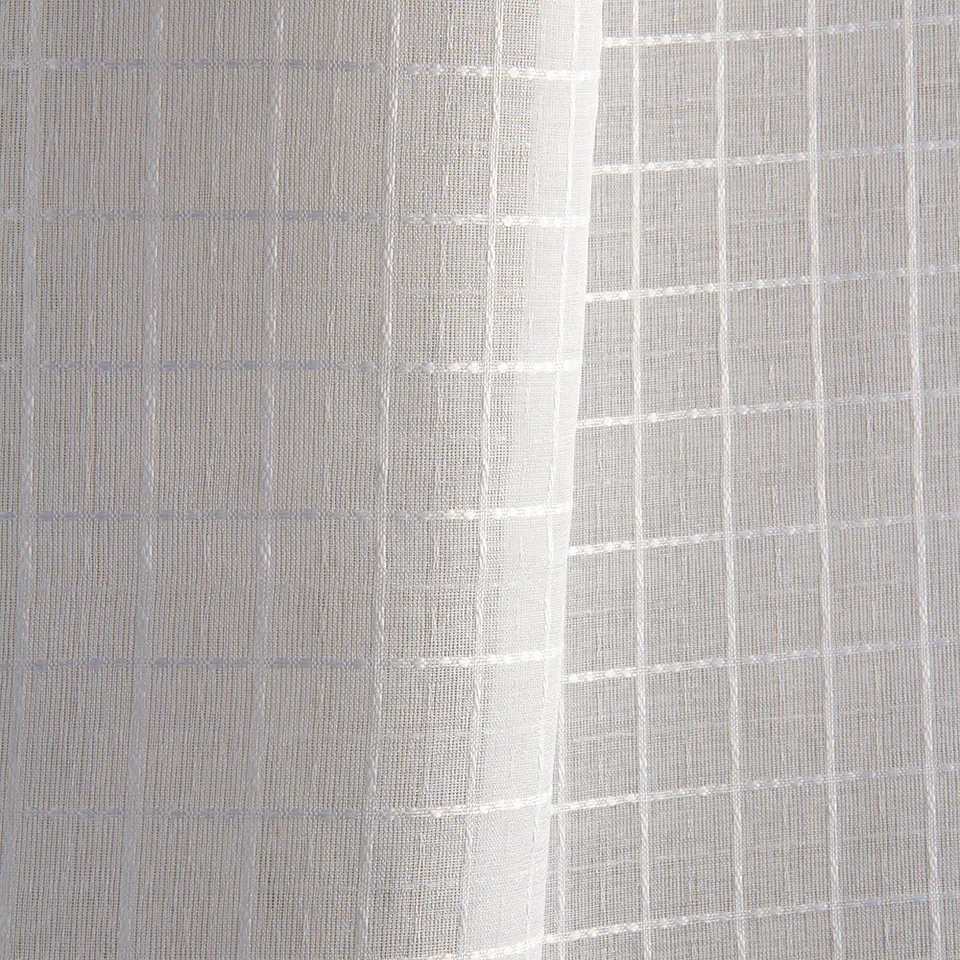 Set 2 Cortinas Velo Gasa Cuadros Blanco  140 x 225 4