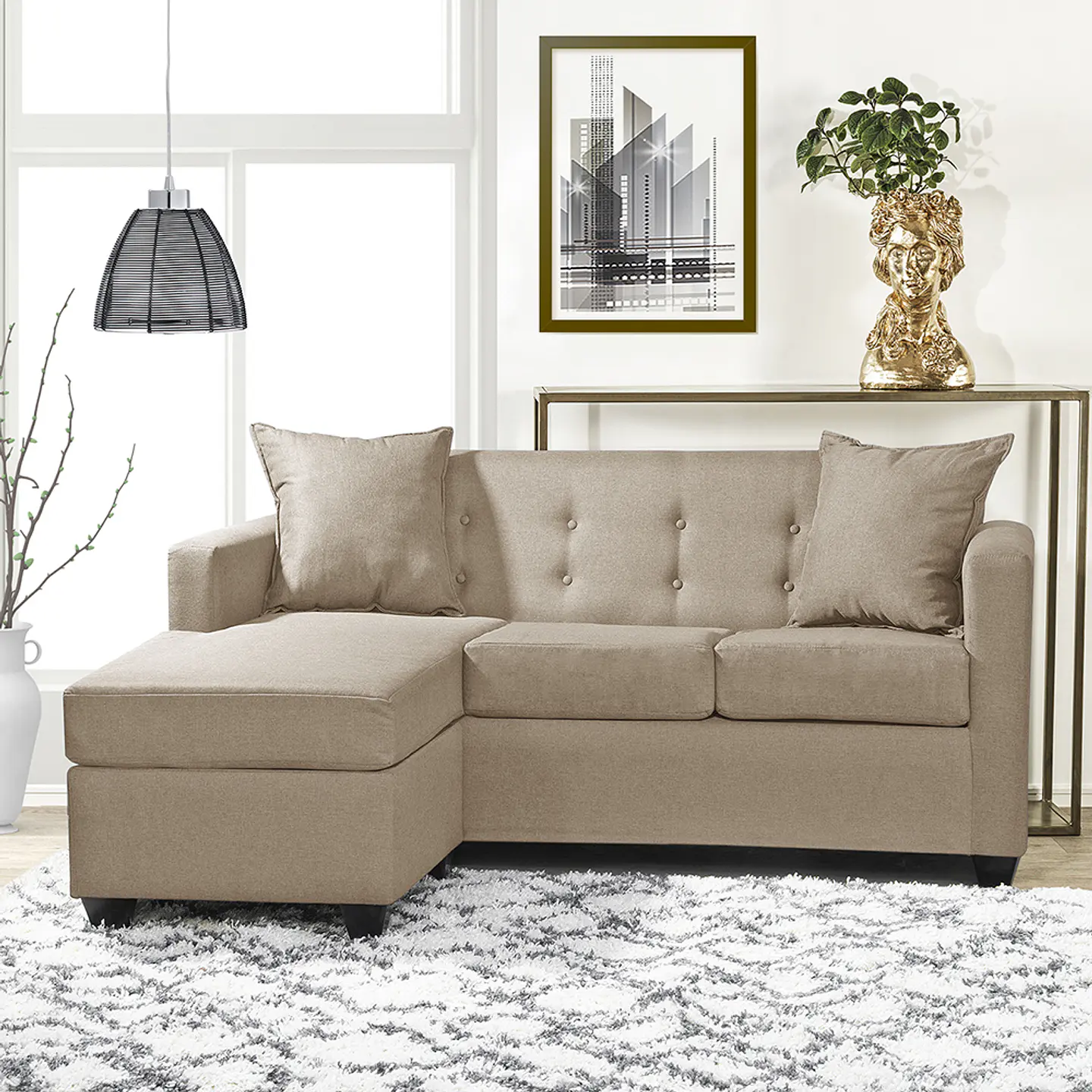 Seccional Intercambiamble Gramado Lino Sidney Beige 7
