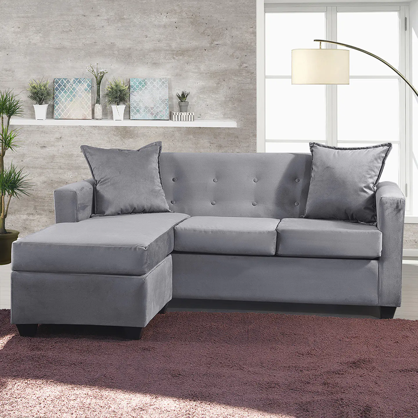 Seccional Intercambiamble Gramado Felpa Grey 8