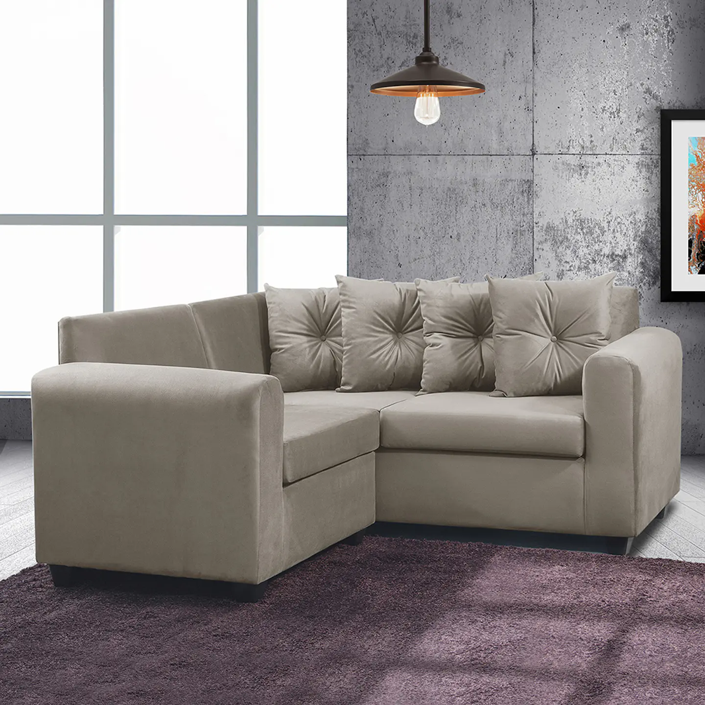 Seccional Esquinero Recife Felpa Beige 3