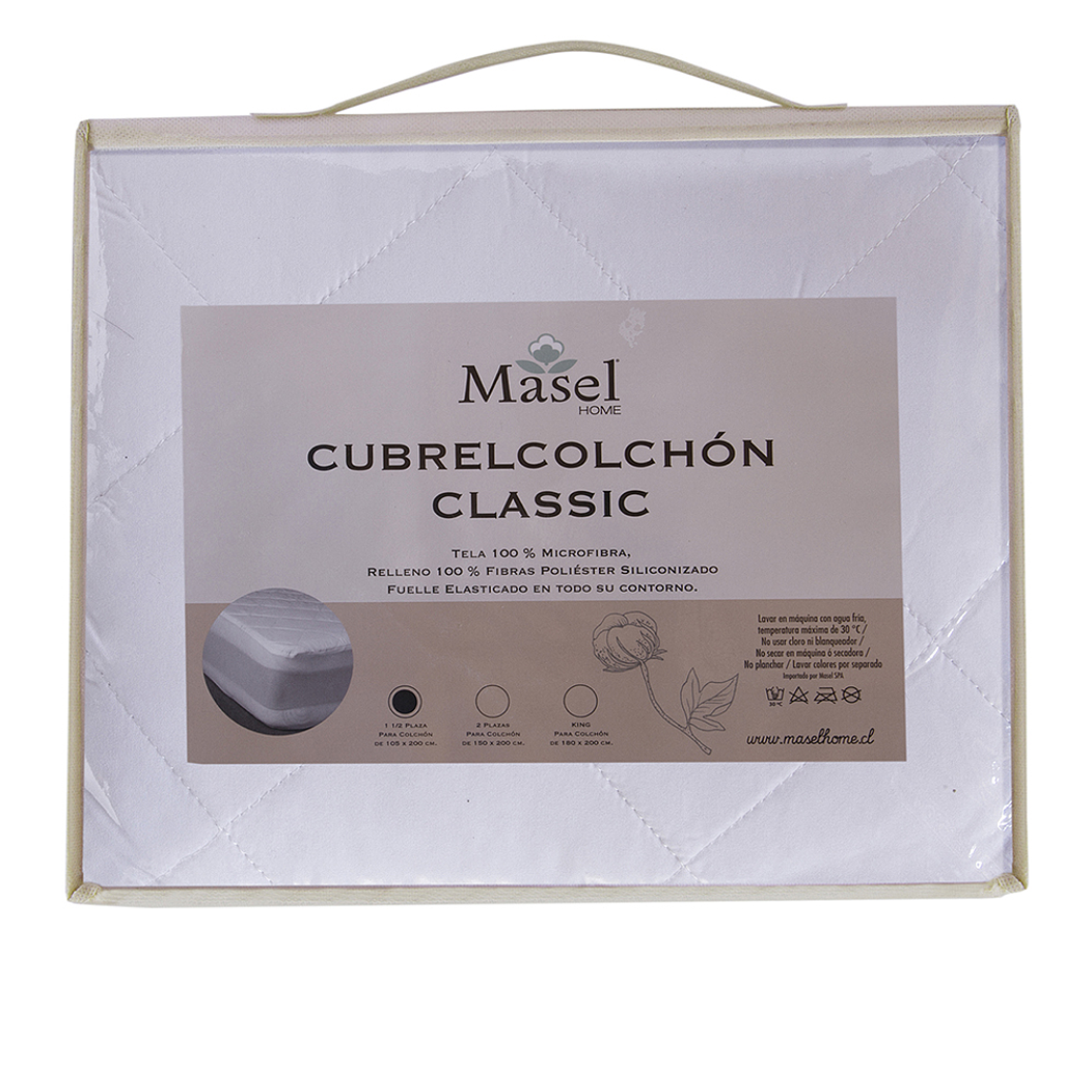 Cubre colchón microfibra faldón King Blanco 1