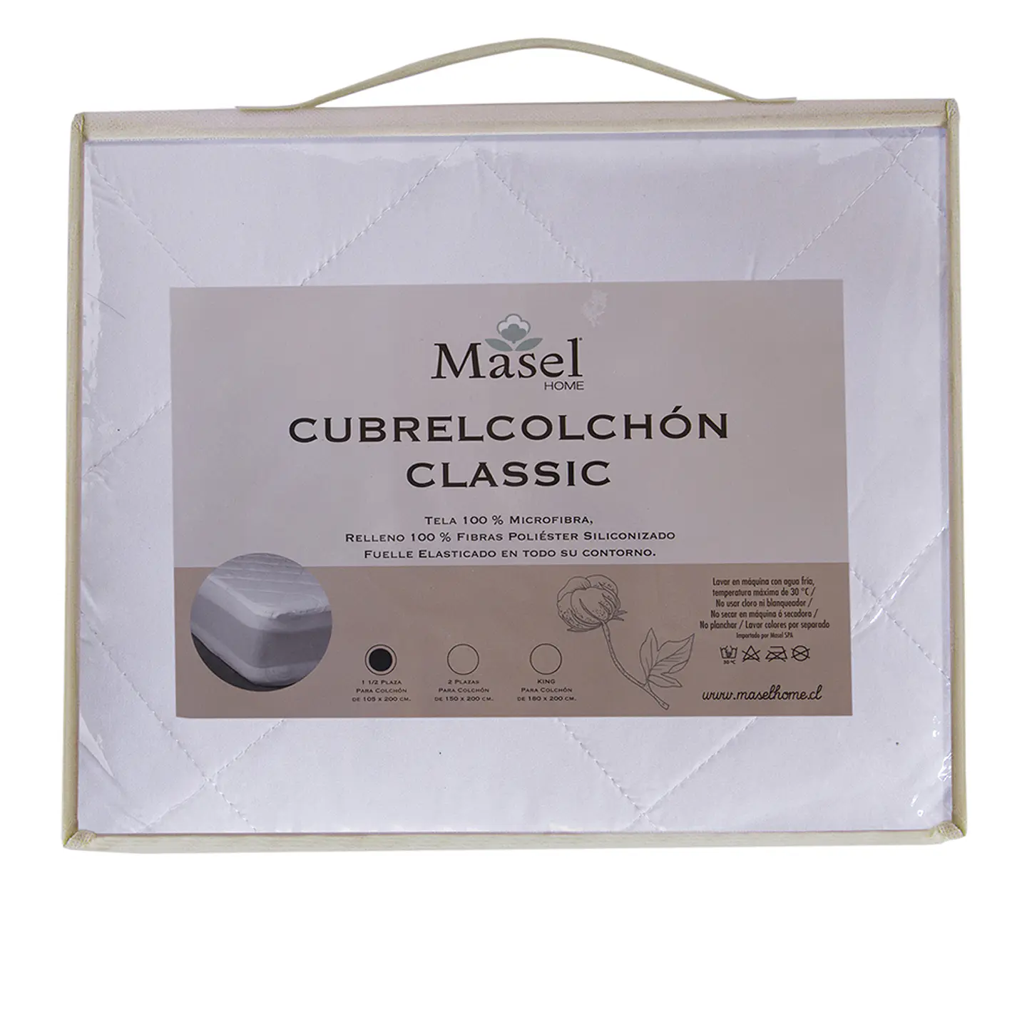 Cubre colchón microfibra faldón 1.5 PL Blanco 1