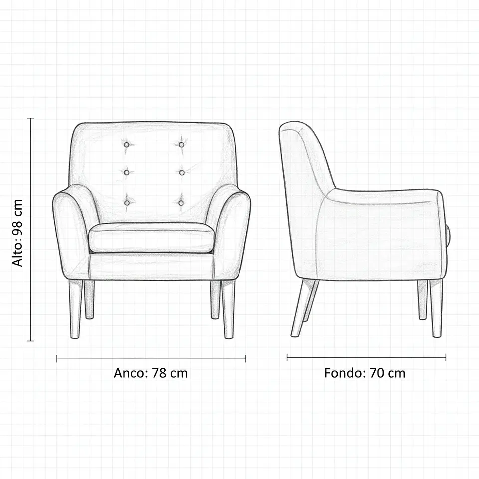 Poltrona Bergen  Felpa Turquesa 78x98x70 4