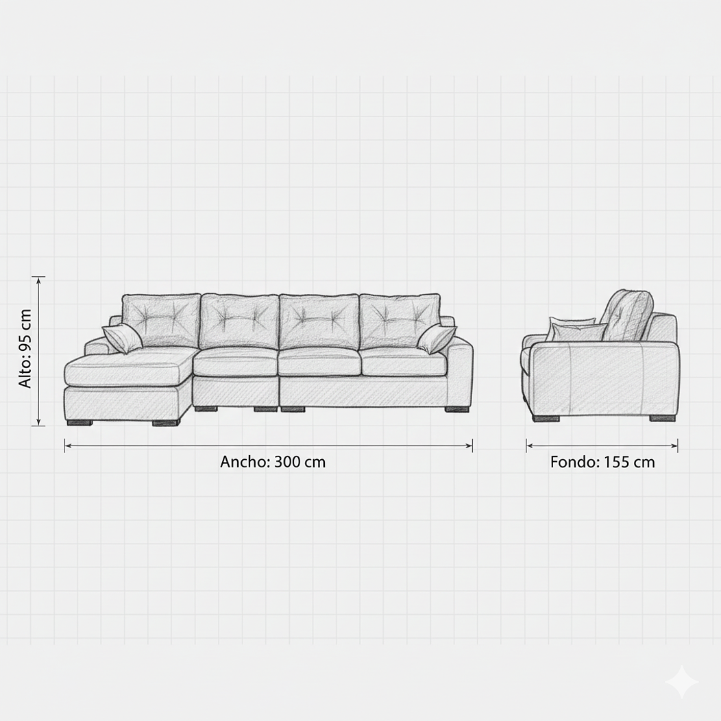  Seccional Modular 4c  Derecho Lucca Beige 2