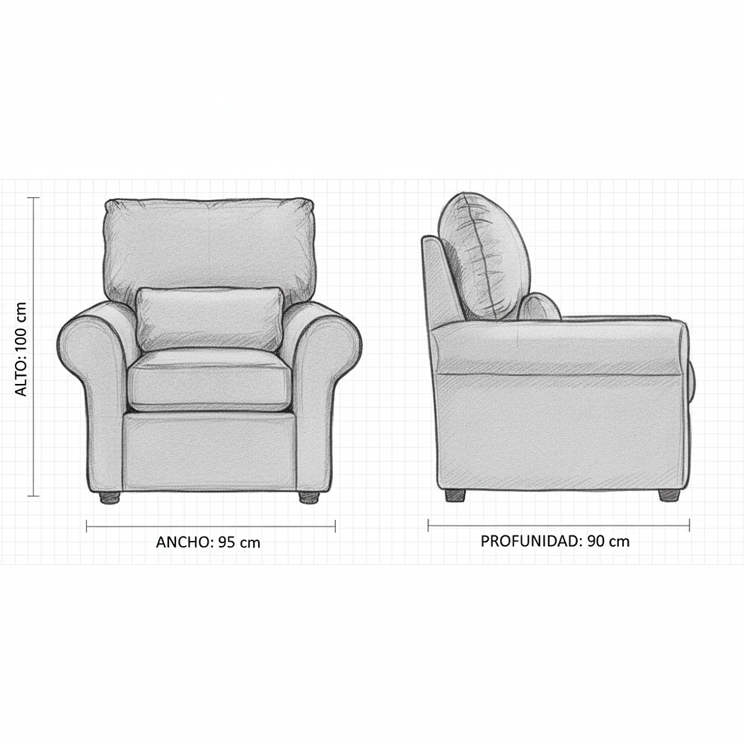 Poltrona Berón Gris 95x90 x100 4