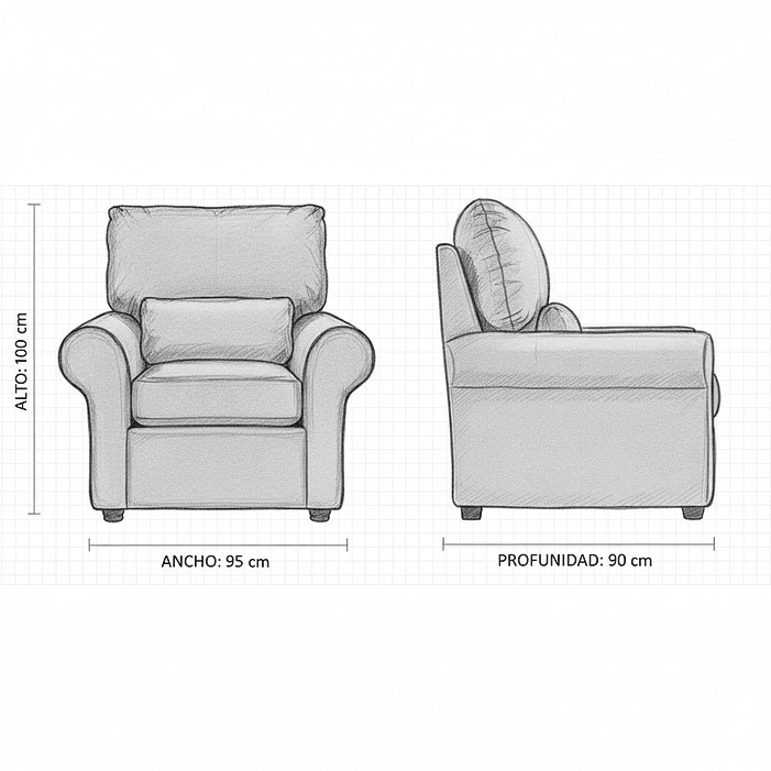 Poltrona Berón Gris 95x90 x100 4