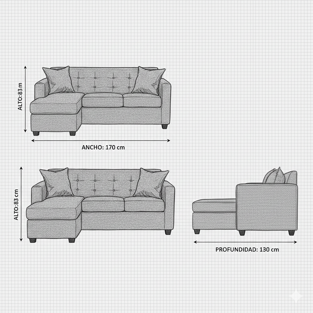 Seccional Intercambiamble Gramado Felpa Turquesa 9