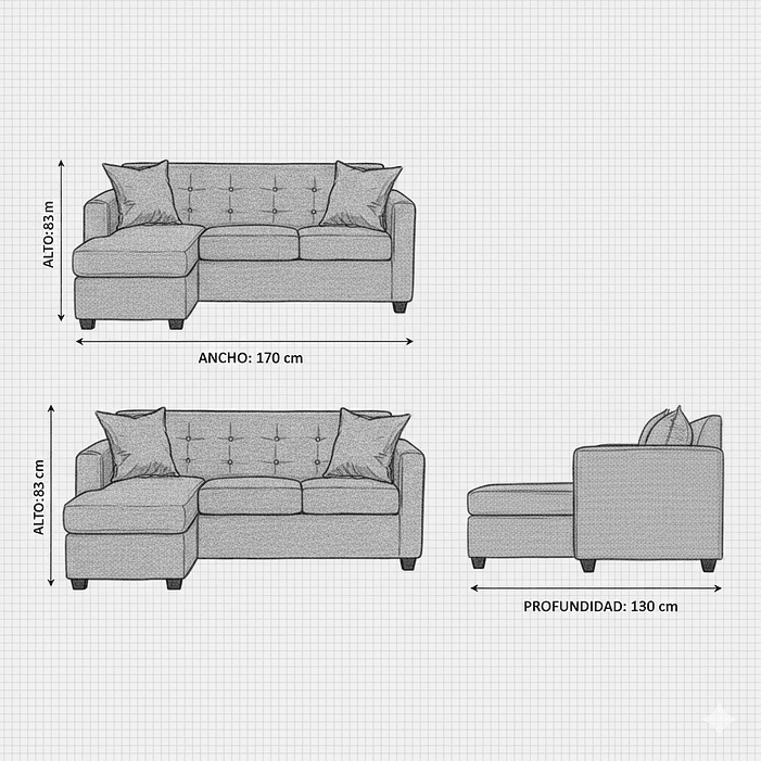 Seccional Intercambiamble Gramado Felpa Beige 9