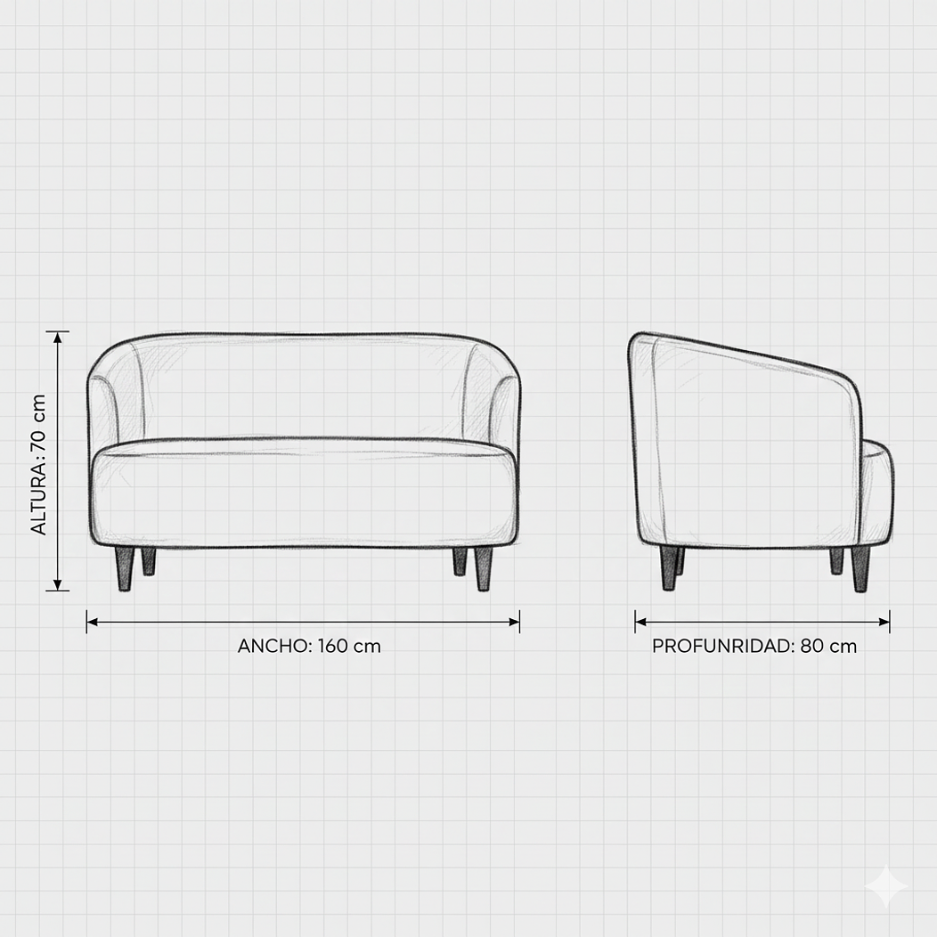 Sofá Oslo Felpa 2C Turquesa 160x80x70 5