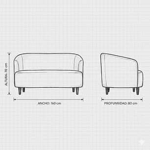 Sofá Oslo Felpa 2C Gris 160x80x70