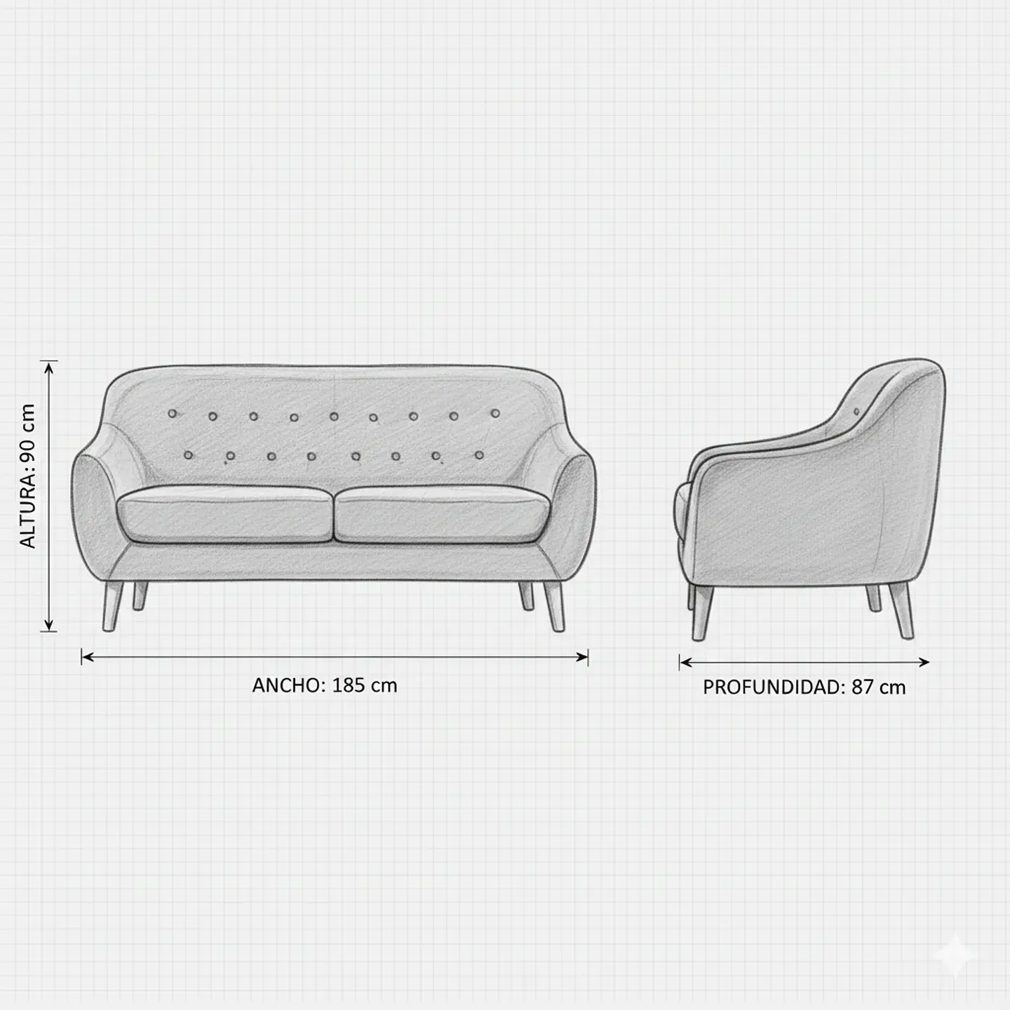 Sofá Norway 3C Turquesa 185x87x90 3